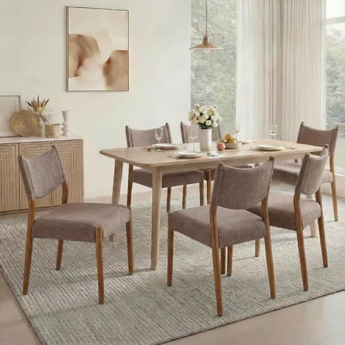 Vista 6 de KISLOT Juego de 4 sillas de comedor, sillas ergonómicas tapizadas de madera Sillas de comedor modernas de mediados de siglo, sillas ergonómicas