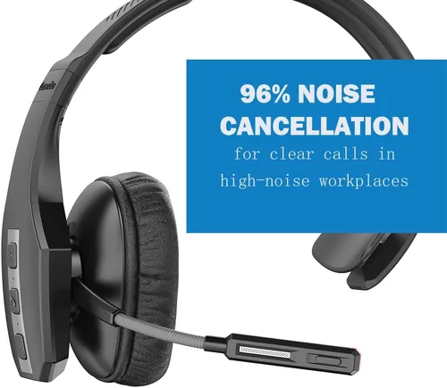 Vista 3 de Conambo Trucker Auriculares Bluetooth con CVC8.0 Tres micrófonos Cancelación de ruido 35Hrs HD Talktime Auriculares inalámbricos manos libres