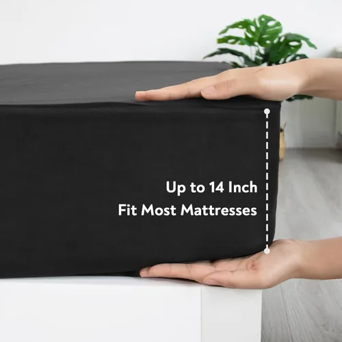 Vista 3 de Sábana bajera individual solo, sábanas de cama individuales de tamaño individual súper suaves y acogedoras para niños con bolsillo profundo de hasta