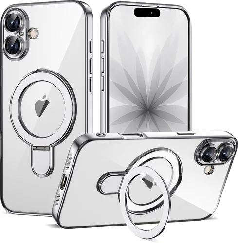 Vista 163 de Funda compatible con iPhone 12 con soporte de anillo magnético invisible [compatible con Mag-Safe] [Protector completo de lente de cámara] Funda
