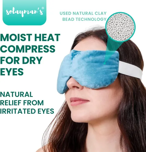 Vista 2 de Máscara térmica para ojos secos, compresa de ojos húmedos para microondas para alivio de orzos, almohadilla de compresión ocular cálida para ojeras