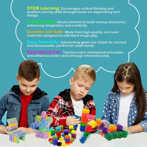 Vista 2 de Juguetes de bloques de construcción STEM para niños – Equipo educativo y seguro entrelazado juego de construcción – Desarrollar la creatividad