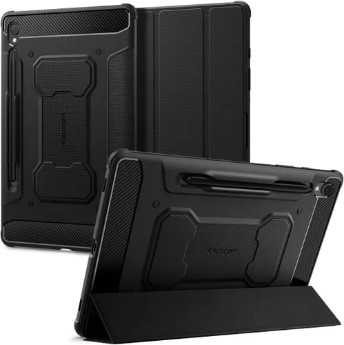 Vista 16 de Spigen Funda Rugged Armor para Galaxy Tab S8 (2022) / Tab S7 (2020) con soporte para bolígrafo S integrado, color negro