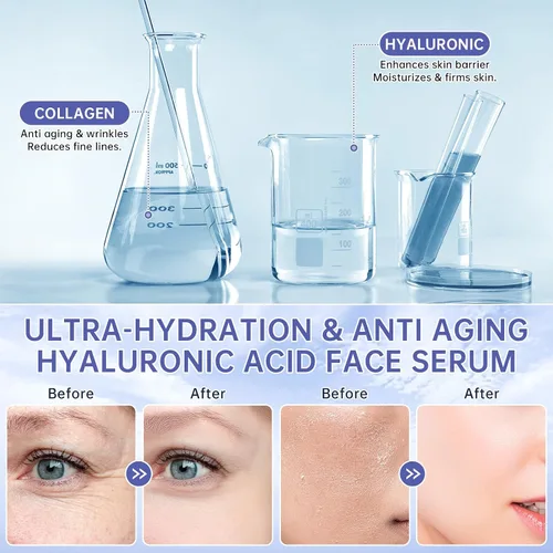 Vista 7 de 30 frascos ultrahidratantes de suero de ácido hialurónico al 5%, tubos de ácido hialurónico, suero de ácido hialurónico Wake Nature Perfection