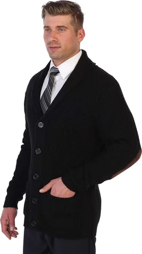 Vista 4 de Gioberti Cárdigan de manga larga para hombre, con cuello de chal de punto y ajuste regular