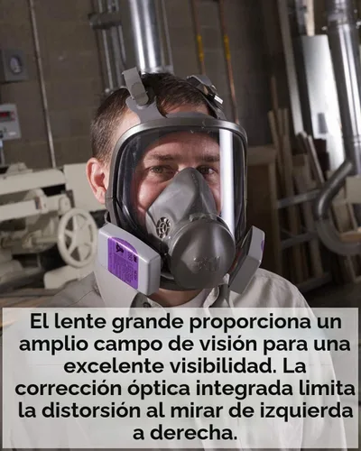 Vista 5 de 3M Safety 142-6800 - Respirador reutilizable de mascarilla completa, color gris, mediano