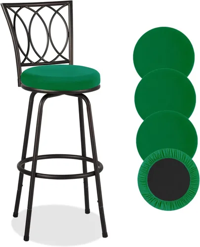 Vista 8 de Deisy Dee 4 fundas de asiento redondas para taburetes de bar, fundas elásticas para sillas redondas de 13 a 16 pulgadas (negro)