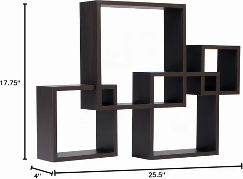 Vista 2 de Danya B. Estantería de pared flotante decorativa con cubos entrecruzados (Espresso)