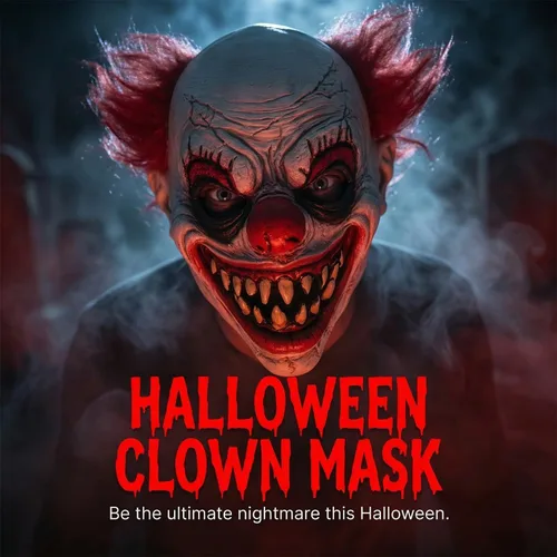 Vista 2 de Clown Mask Halloween Scary Clown Mask Red