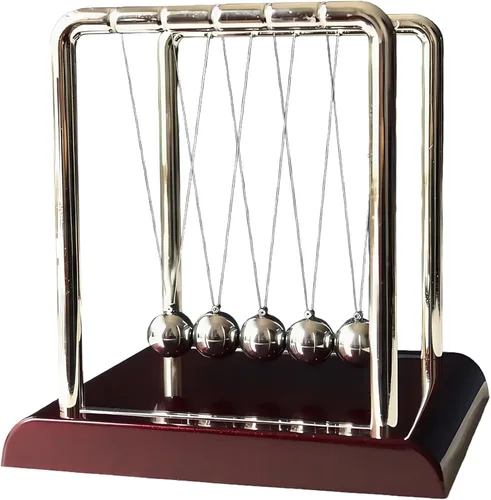 Vista 12 de Cuna de Newton Bolas de Equilibrio, Bolas de Péndulo con Base Negra, Péndulo Cuna de Newton, Decoración de Escritorio para Hombres, Juguetes