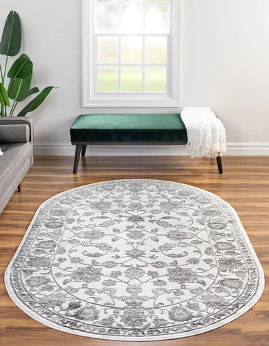 Vista 37 de Unique Loom Boston Collection - Alfombra rectangular de 2 x 3 pies y 1 pulgada, color azul y marfil