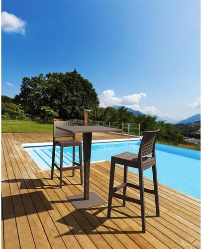 Vista 8 de Compamia Jamaica - Taburete de bar de resina Wickerlook para patio, color marrón (juego de 2)