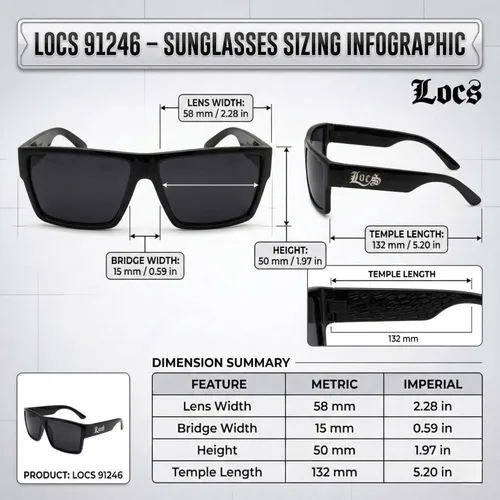 Vista 9 de Locs Hardcore Gangster Cholo - Gafas de sol cuadradas - Serie 91105 y 91246