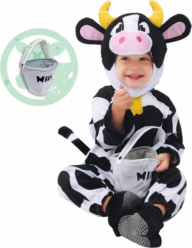 Vista 8 de Spooktacular Creations Disfraz de vaca bebé bonito conjunto de lujo para niños disfraz de fiesta de granja de Halloween