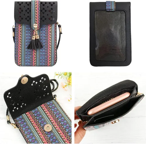 Vista 5 de Bolsa de viaje pequeña Correa cruzada para teléfono inteligente, funda para pantalla táctil, juego deportivo, animal, bandera estadounidense