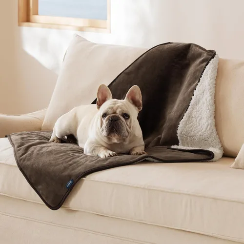 Vista 35 de Bedsure - Mantas impermeables para perros pequeños - Manta de felpa de sherpa con impresión suave lavable para perros y gatos, protector de muebles