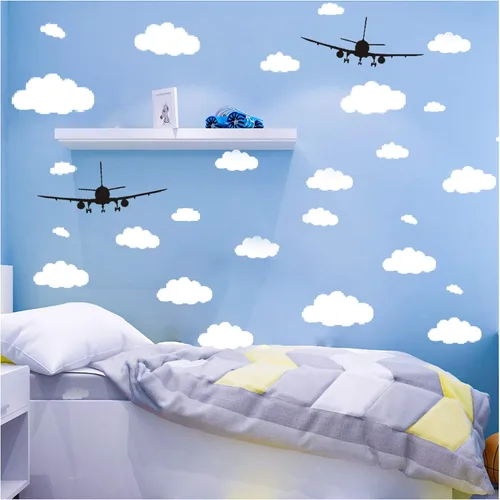 Vista 9 de 3 calcomanías de decoración de pared de avión, calcomanías de arte de pared extraíbles para bricolaje Decoración del hogar para sala de estar