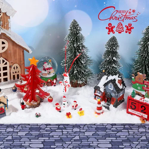Vista 6 de Marspark Accesorios de pueblo navideño de 5 x 50 pulgadas, tapete de calle en miniatura de Navidad, decoración de calle y nieve para paisaje pequeño