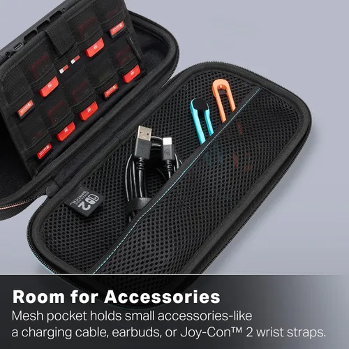 Vista 7 de PowerA Funda protectora para Nintendo Switch 2, color negro, con licencia oficial, almacenamiento protector, capacidad para hasta 9 tarjetas