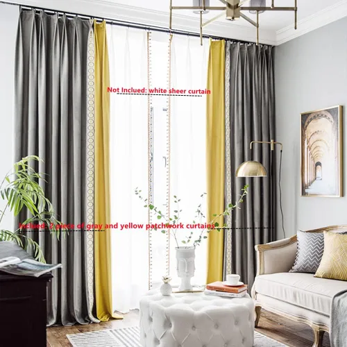 Vista 2 de Juego de cortinas modernas de mezcla bohemia para ventana, paneles de cortinas plisadas dobles, 85% cortinas opacas para sala de estar, dormitorio