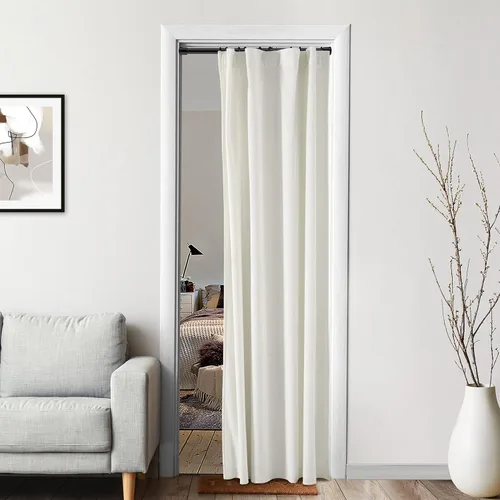Vista 16 de XTMYI Paneles de Cortinas de Puerta Opacas de Terciopelo para Dormitorio, Aislamiento Térmico de Invierno Cálido con Pestaña Trasera y Bolsillo