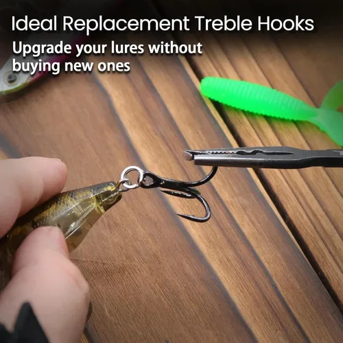 Vista 6 de FishTrip 10Pcs 4X Treble Hooks, Replacement Hook for Fishing Lures