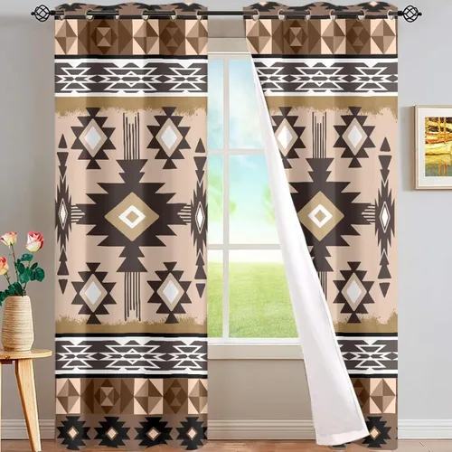 Vista 75 de Dreaweet African Tribal Blackout Curtains 63 Inch Long 2 Panels Set Bohemian Ethnic Geometric Grommet Top Thermal Insulated Curtains for Living Room