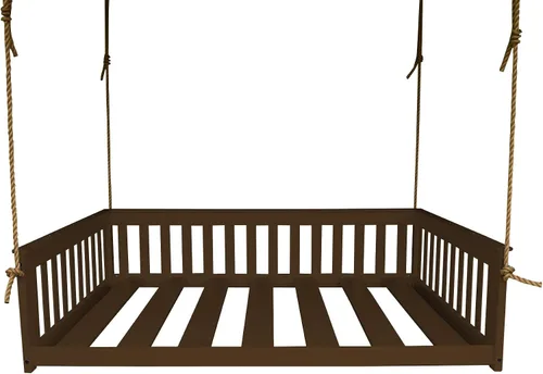 Vista 18 de Amish-Made - Cama de columpio de madera negra con cuerdas Pintura negra