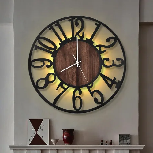 Vista 26 de LEIKE Relojes de Pared Grandes, Silenciosos, Sin Tictac, Funcionan con Baterías, Rústico Redondo Moderno Gran Reloj de Pared de Madera para Sala