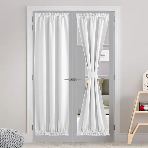 Vista 163 de NICETOWN Cortinas de Lino para Puerta Lateral - Cortinas Opacas con Aislamiento Térmico para Puerta Delantera Francesa para Sombra Pequeña