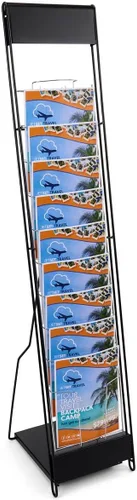 Vista 8 de Displays2go (NCYBRCHSLV) Soporte portable para libros o revistas, con 10 compartimentos, de acero, color plateado.