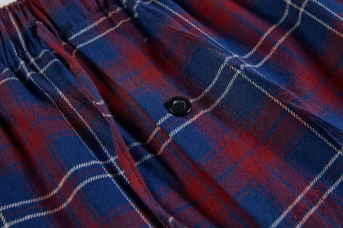 Vista 6 de Pantalones de pijama para hombre, de franela de 100% algodón, supersuaves, a cuadros