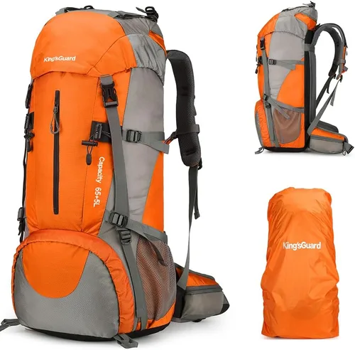 Vista 8 de King'sGuard Mochila de senderismo de 70L con cubierta de lluvia, mochila de viaje impermeable ligera para acampar, mochila grande Azul (deepblue)