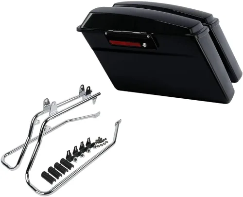 Vista 53 de Kit de soporte de conversión para alforjas extendidas de 4" TCMT, compatible con Harley Heritage Softail Fatboy FLSTF Breakout 1984-2017, negro
