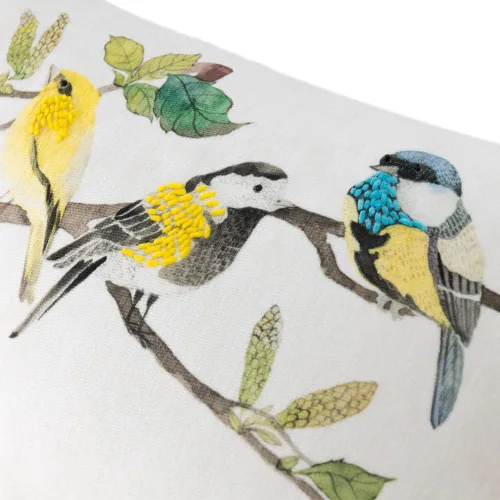 Vista 4 de JWH Funda de almohada decorativa con diseño de pájaros coloridos, funda de cojín lumbar color amarillo aguamarina, funda de almohada para decoración