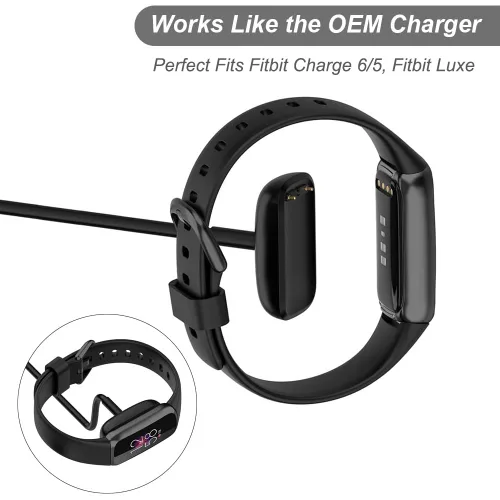 Vista 3 de Cargador para Fitbit Charge 6/5, Fitbit Luxe, cable de carga USB de repuesto para rastreadores de fitness [2 unidades, 3.3 ft/3.3 pies]