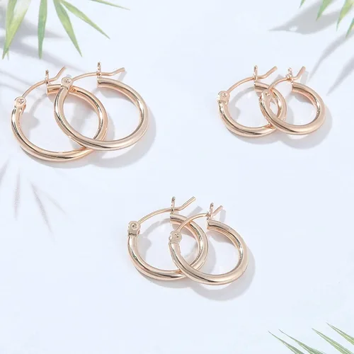 Vista 6 de Gacimy Aretes de aro de oro para mujer chapados en oro real de 14 quilates con poste de plata de ley 925