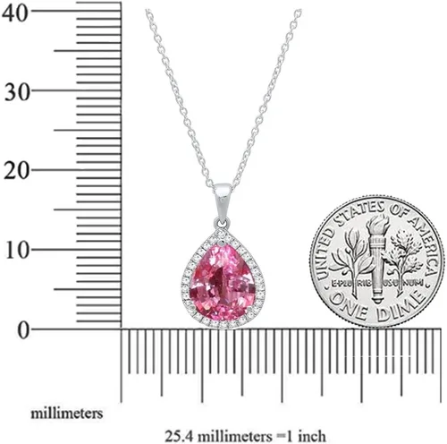 Vista 21 de Dazzlingrock Collection Colgante de lágrima de diamante de corte de pera de 18K 10X7 MM creado en laboratorio y diamante de corte redondo, oro blanco