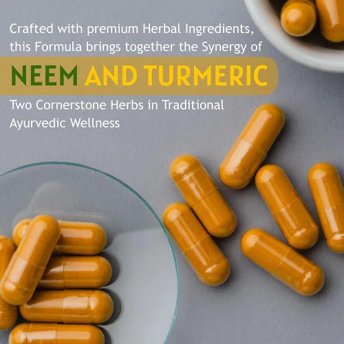 Vista 8 de Cápsulas de neem y cúrcuma 90 cápsulas hechas de pimienta negra, neem, cúrcuma
