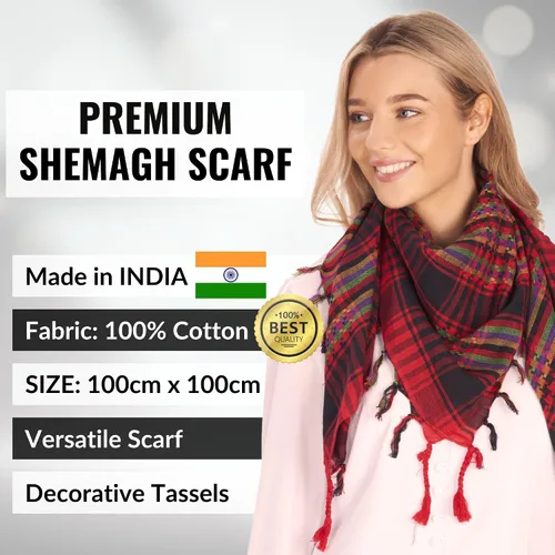 Vista 21 de LOVARZI Shemagh Cottons Arab Keffiyeh - Bufanda militar táctica para cabeza y cuello
