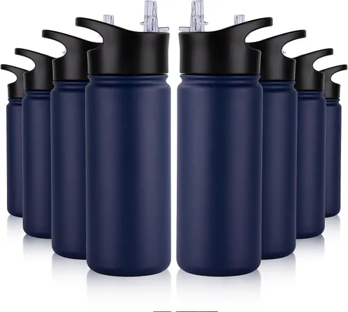 Vista 24 de Botella de agua aislada de 64 onzas con tapas de pajita y boquilla, jarra de agua de acero inoxidable de medio galón con mango de paracord, vacío