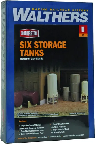 Vista 2 de Walthers Cornerstone Tanques de almacenamiento modulares escala N pkg(6)