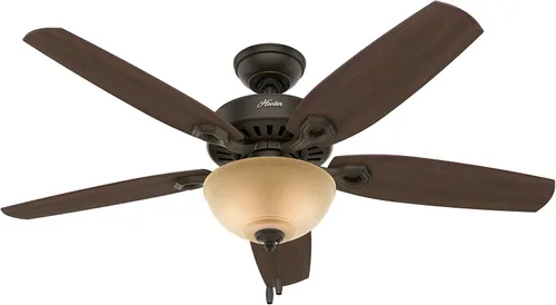Vista 11 de Hunter Builder, ventilador de techo, para interiores, cadena de tracción, 42 pulgadas, níquel cepillado con luz LED, montaje estándar, 5