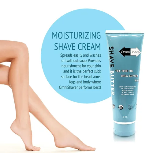 Vista 4 de OmniShaver Shave Butter - Crema de afeitar hidratante para hombres y mujeres Fórmula para piel sensible Tamaño de viaje 6 onzas Aloe, árbol