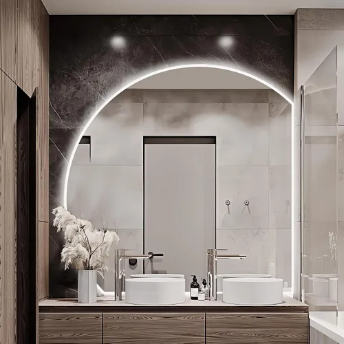 Vista 29 de Niccy Espejo LED de baño, 32"x20" pulgadas, rectangular, espejos de tocador para montar en la pared, con marco de metal, espejo inteligente