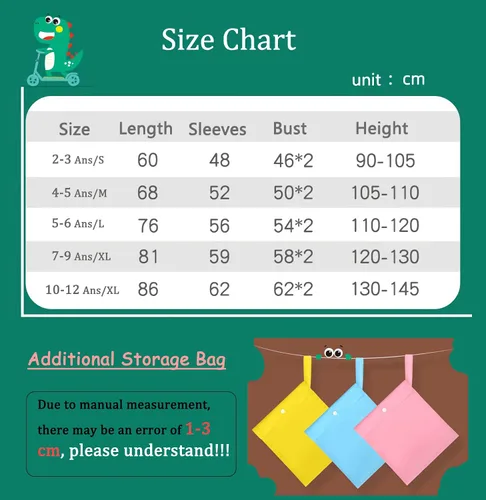 Vista 7 de Kids Raincoat Boys Girls Rain Jacket Hooded Dinosaur Poncho Waterproof Coat Outdoor Sports 2-12Years
