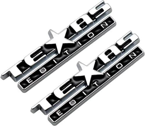 Vista 2 de 2 calcomanías de tamaño pequeño para tablero de instrumentos de la edición de Texas, placa de identificación 3D (negro cromado)