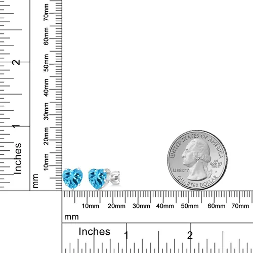 Vista 3 de Gem Stone King Aretes de plata de ley 925 con piedra natal con forma de corazón de 0.315 in para mujer