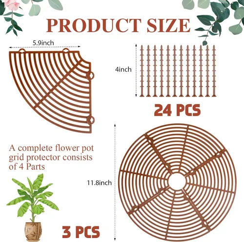 Vista 2 de Sawysine 3 piezas de cubierta para macetas de plantas de rejilla de macetas de animales con cubierta central de flores protectores de suelo