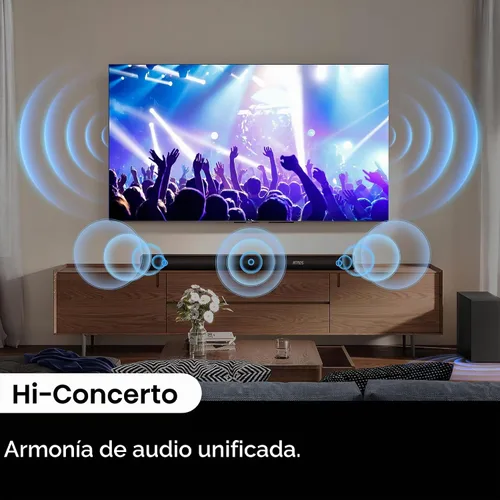 Vista 10 de Hisense AX3100Q Barra de sonido de 3.1 canales con subwoofer inalámbrico, Dolby Atmos, DTS:X, canal central, control de aplicación y control remoto
